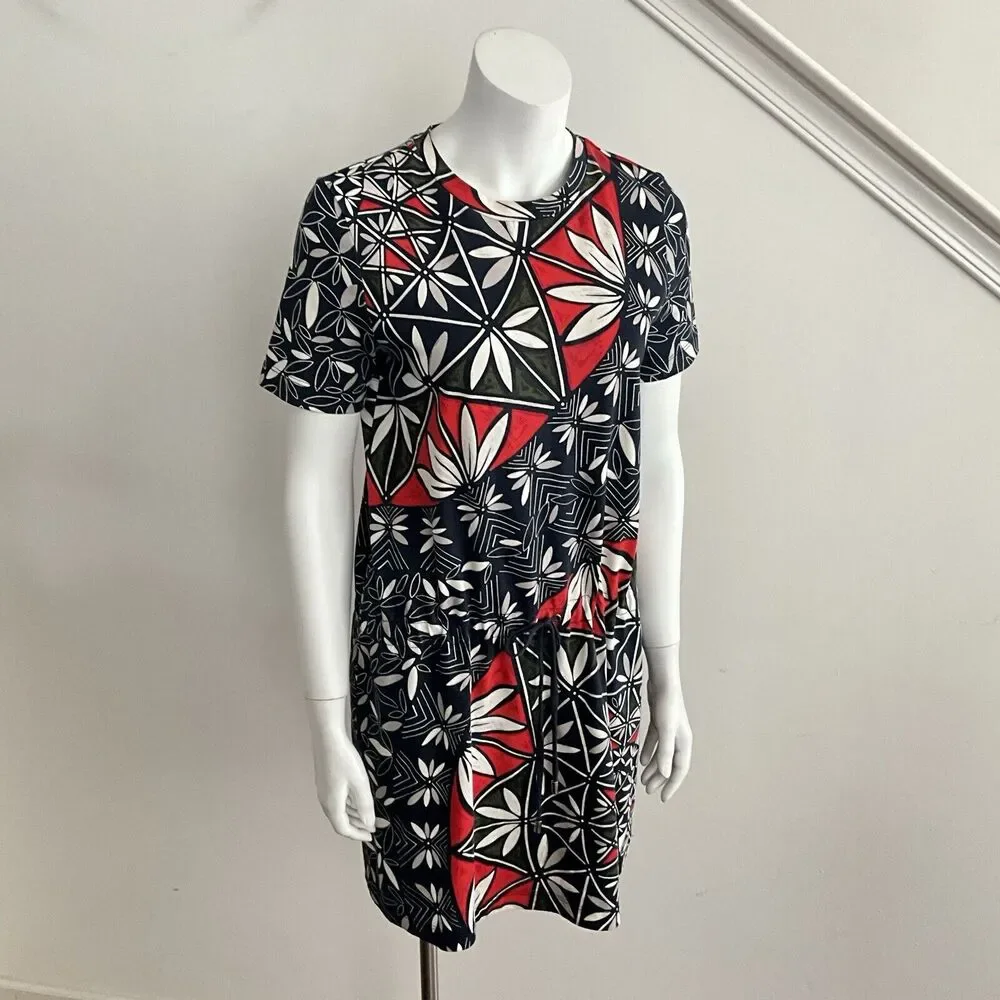 Tory Sport Geometric Pima Cotton Dress Blue XS